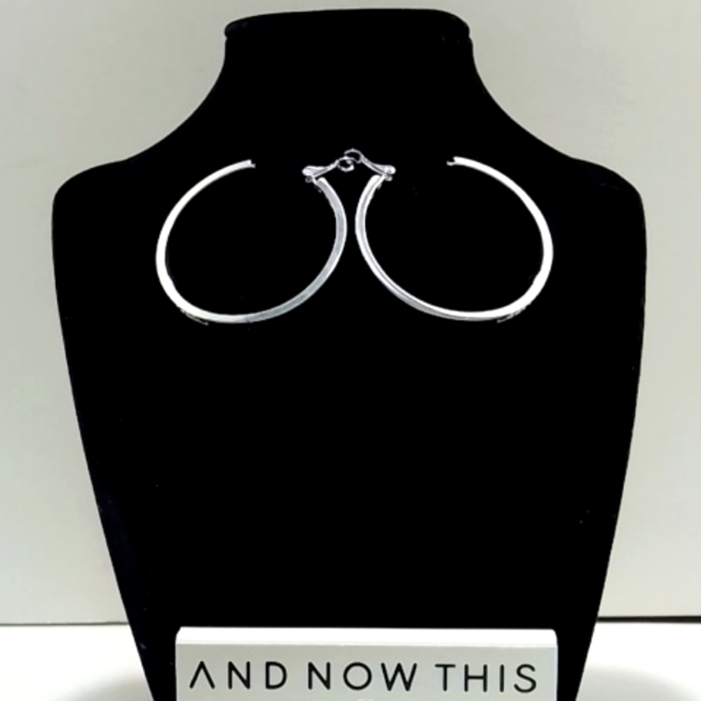 And Now This Silver Plated Crystal Hoop Earrings Set